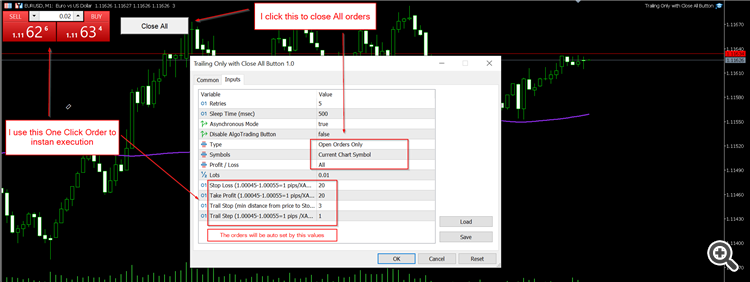 Trailing with Close Button - expert for MetaTrader 5