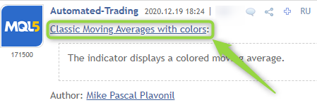 Classic Moving Averages with colors - indicator for MetaTrader 5