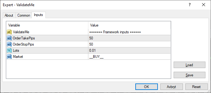 Validate Me framework - expert for MetaTrader 4