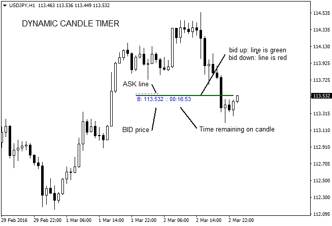 Dynamic Candle Timer - indicator for MetaTrader 4