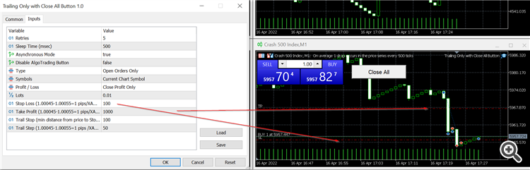 Trailing with Close Button - expert for MetaTrader 5