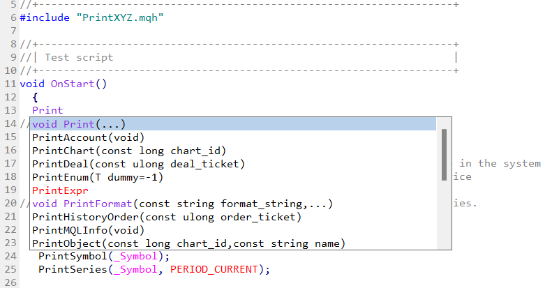 Print massive information (PrintXYZ) from the terminal - library for MetaTrader 5
