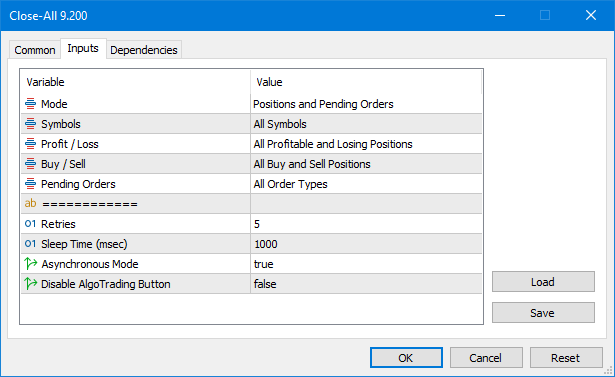 Close-All - script for MetaTrader 5