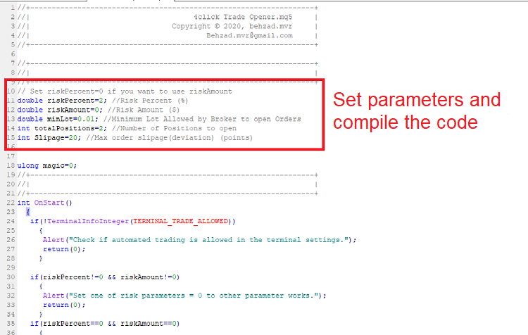 4click Trade Opener - script for MetaTrader 5