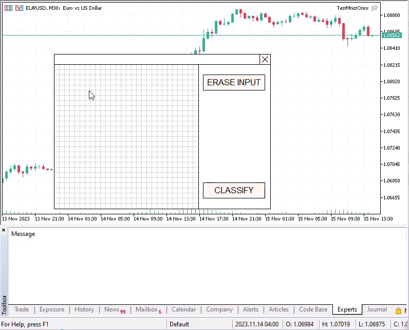 Example of using an ONNX model to recognize handwritten numbers - expert for MetaTrader 5