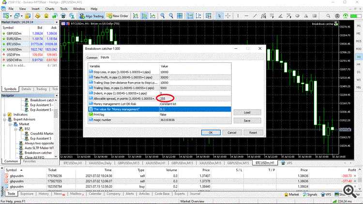 Breakdown catcher - expert for MetaTrader 5