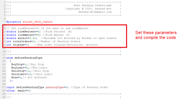 Fast Pending Orders - script for MetaTrader 5