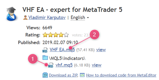 VHF EA - expert for MetaTrader 5