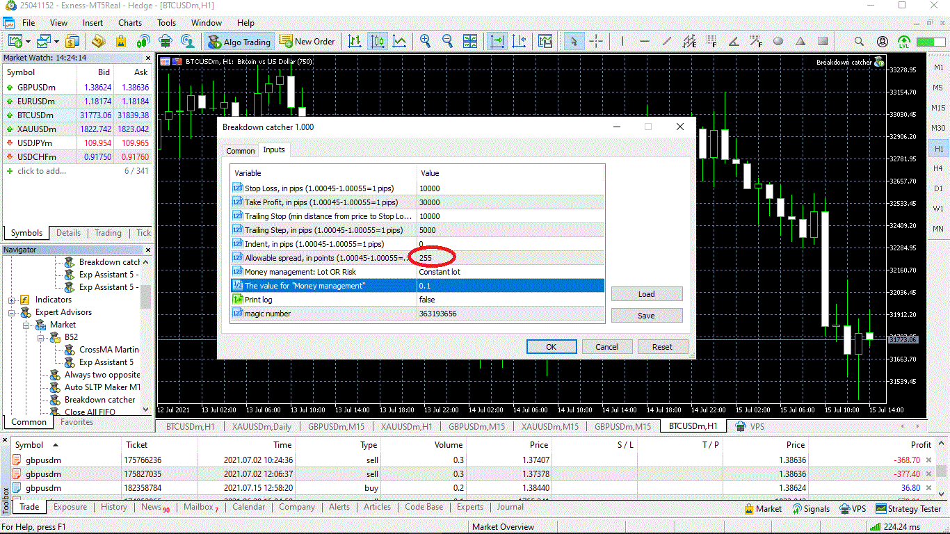 Breakdown catcher - expert for MetaTrader 5