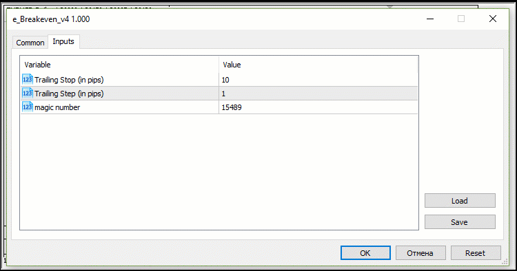 e_Breakeven_v4 - expert for MetaTrader 5