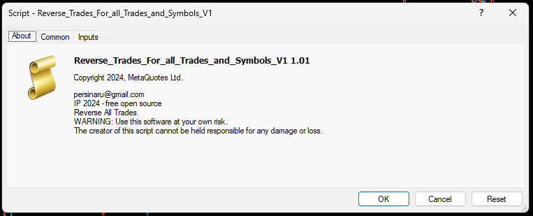 Reverse Trades For All Symbols Script - script for MetaTrader 4