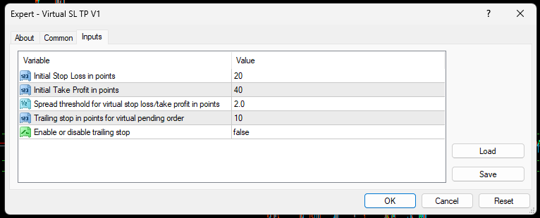 Virtual SL TP Pending with SL Trailing for Symbol Chart - expert for MetaTrader 4