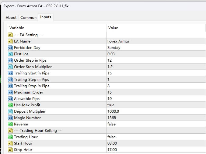 外汇 Armor EA – GBPJPY H1_fix 截图