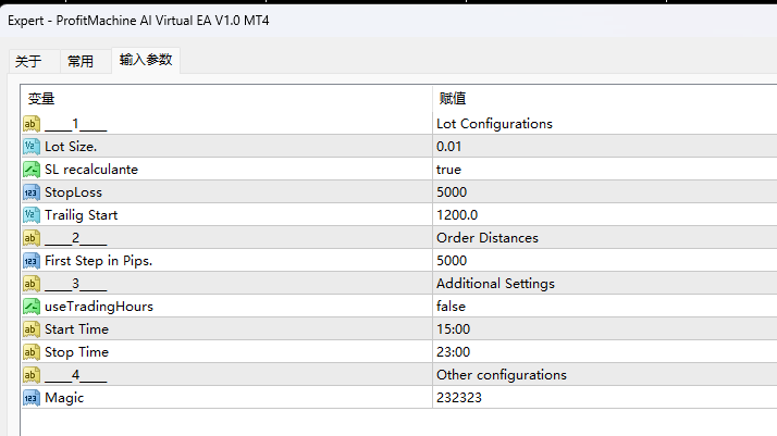 ProfitMachine AI 虚拟 EA V1.0 MT4 截图