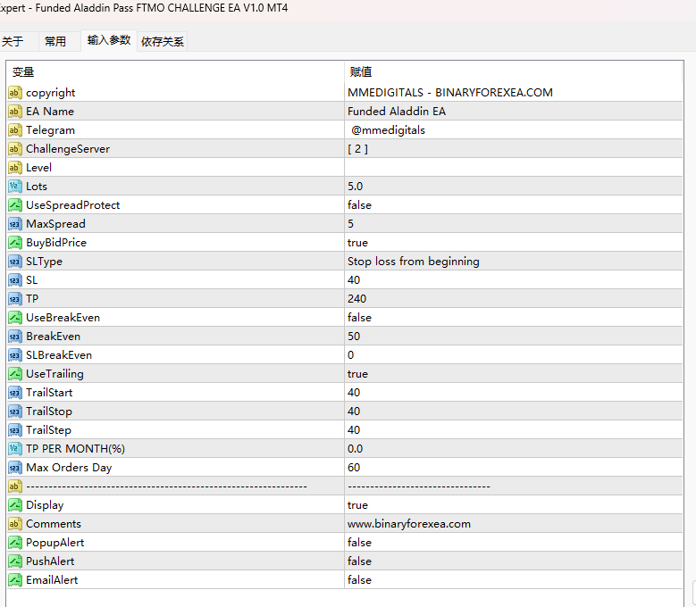 资助阿拉丁通行证 FTMO CHALLENGE EA V1.0 MT4 截图