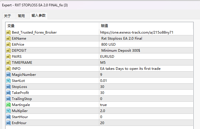 RXT 止损 EA 2.0 FINAL_fix 截图
