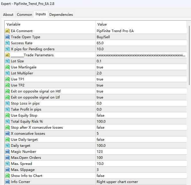 PipFinite_Trend_Pro_EA 2.8 截图