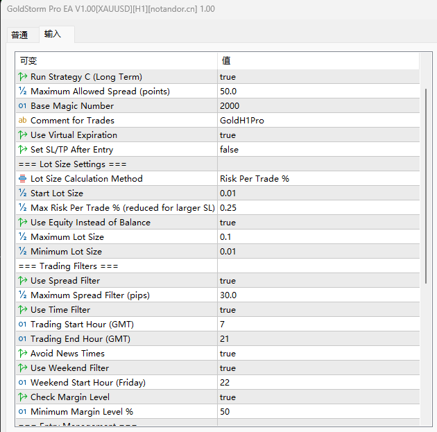 GoldStorm Pro EA V1.00[XAUUSD][H1] 截图