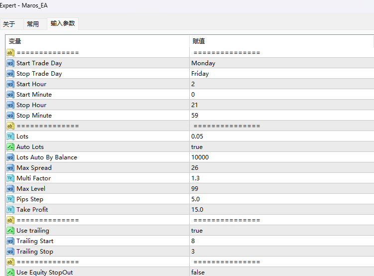 Maros EA v1.0 MT4 截图