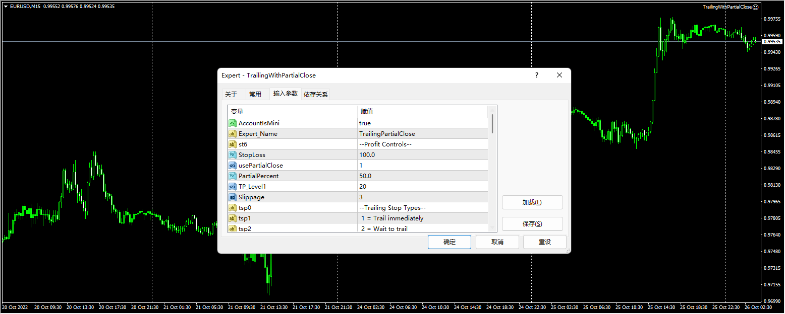 TrailingWithPartialClose 截图