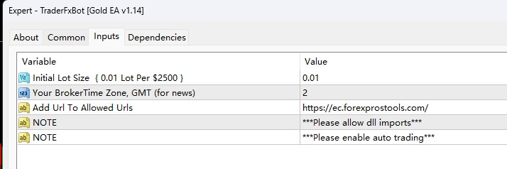 TraderFxBot [黄金 EA v1.14] 截图