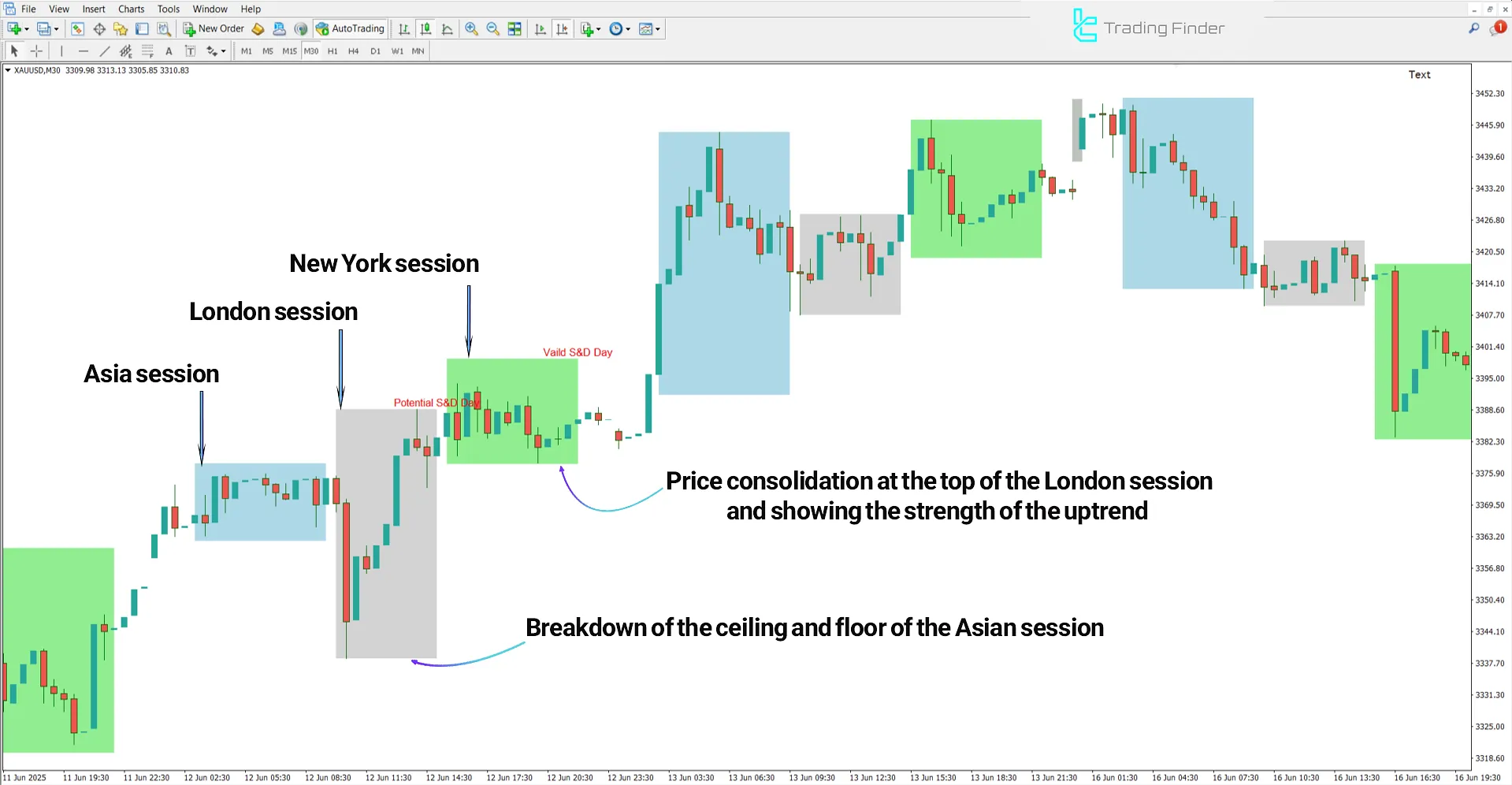Bullish trend analysis using the ICT Seek &amp; Destroy Profile Friday Indicator