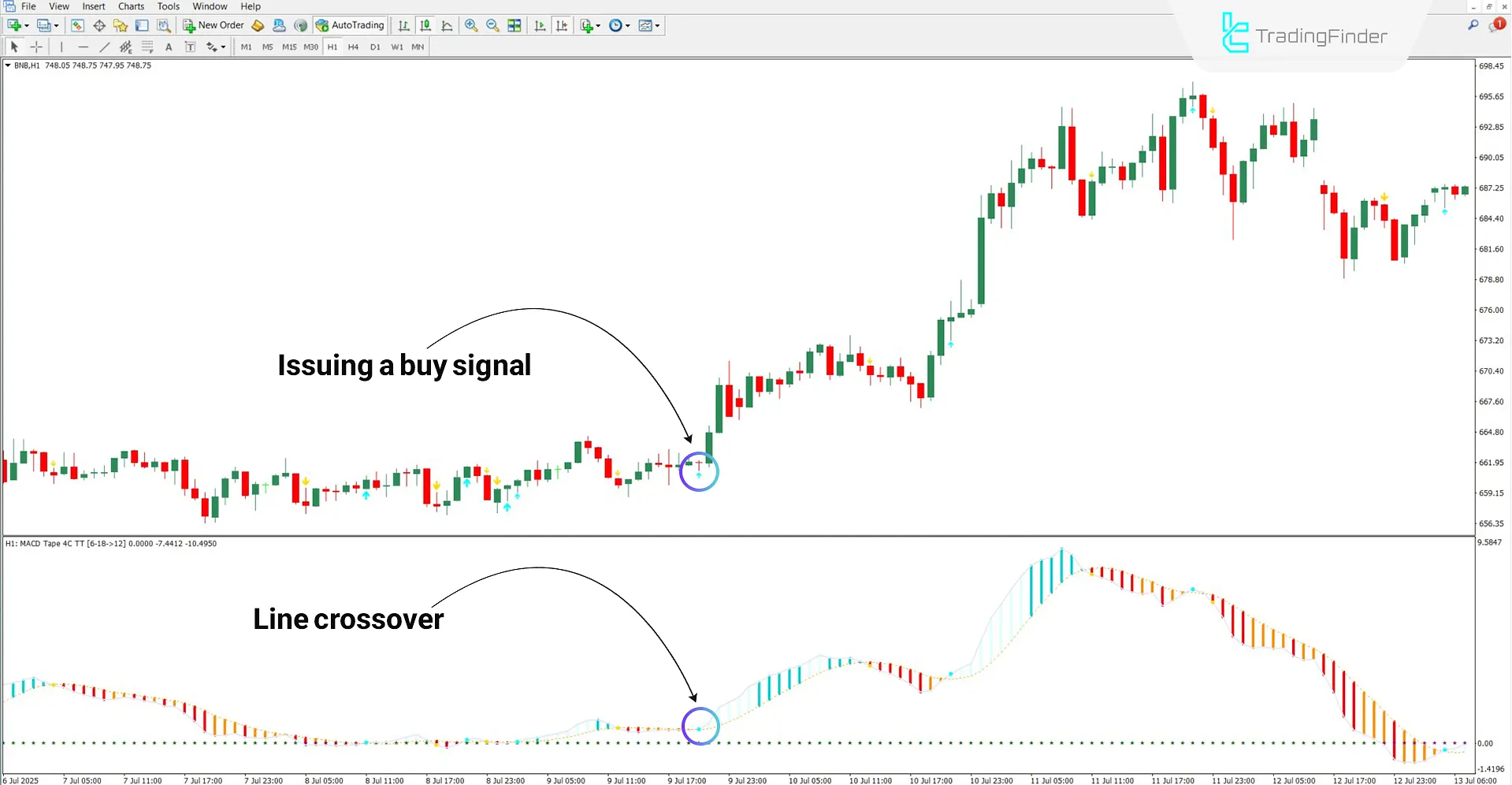 MACD Tape indicator in bullish trend