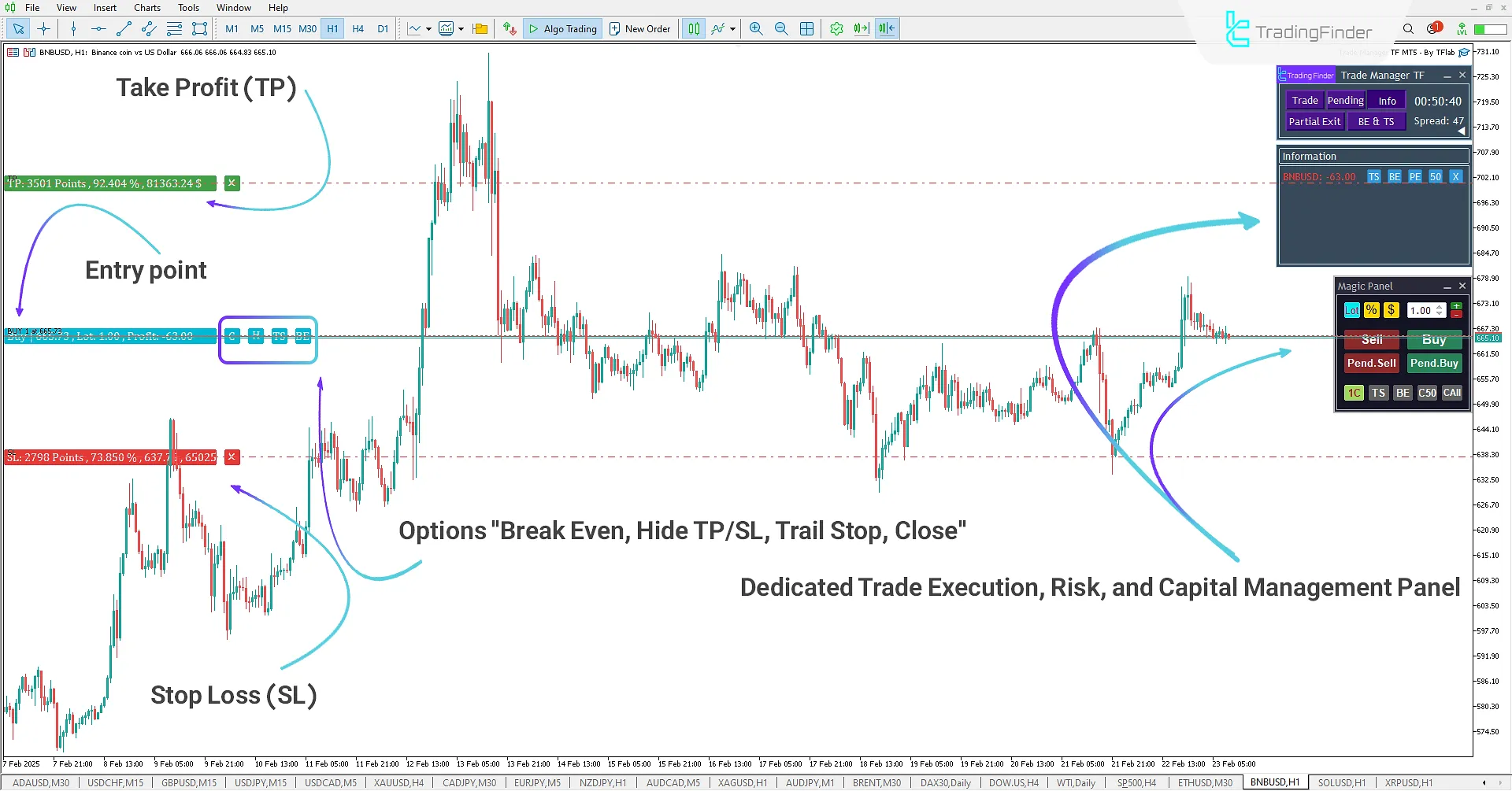 Performance of Expert (Trade Manager TF) in an Uptrend