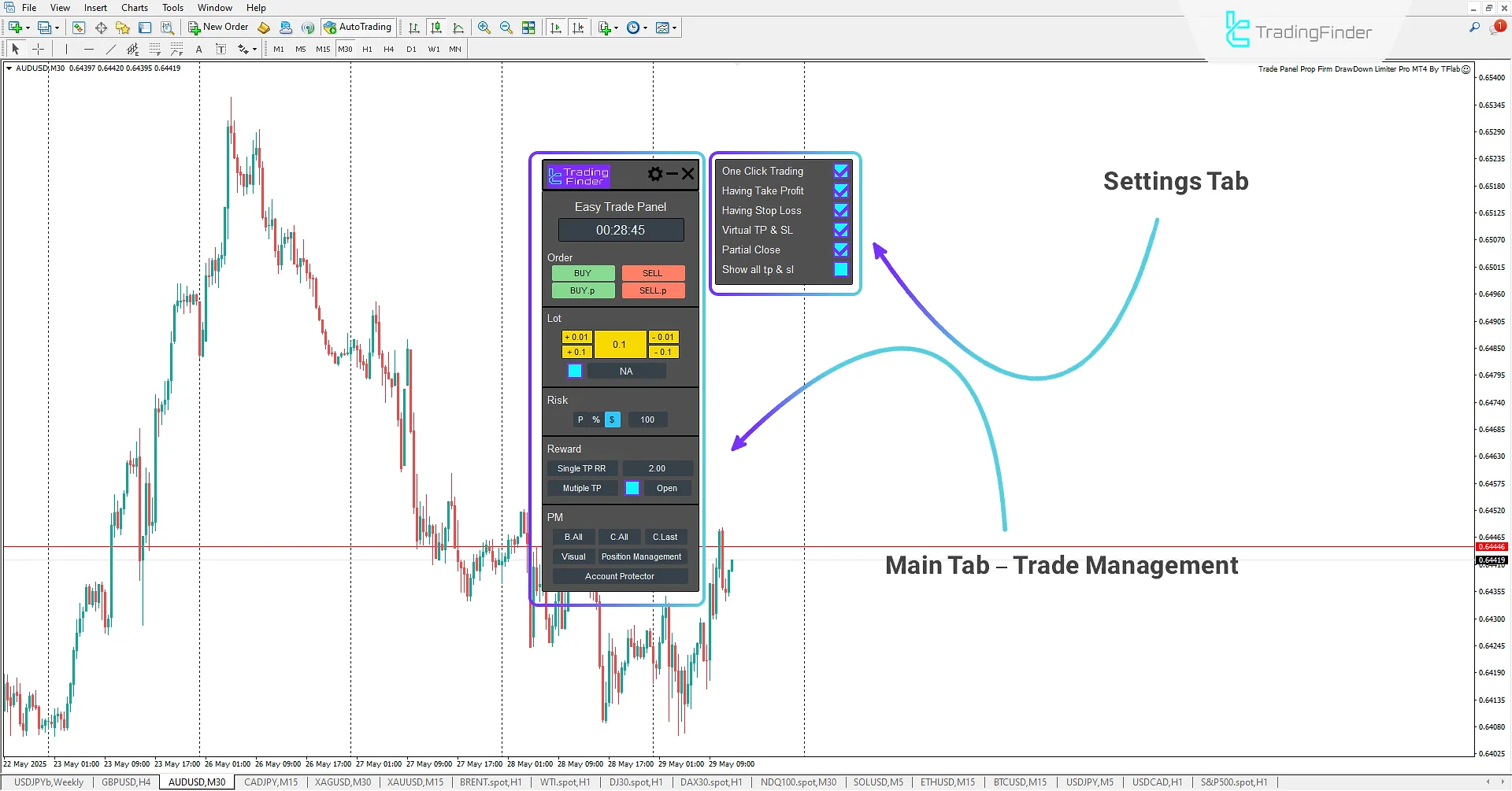 Main Expert Advisor Panel and Settings